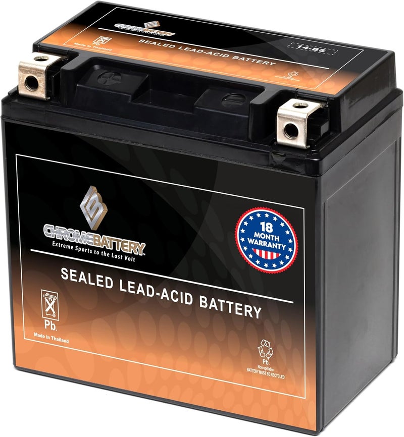 CB CHROMEBATTERY بطارية ATV YTX14-BS 200CCA - قابلة للشحن، مختومة من المصنع، بديل لهوندا TRX 500 420 450 350 300 روبكون فورمان رانشر - Image 1
