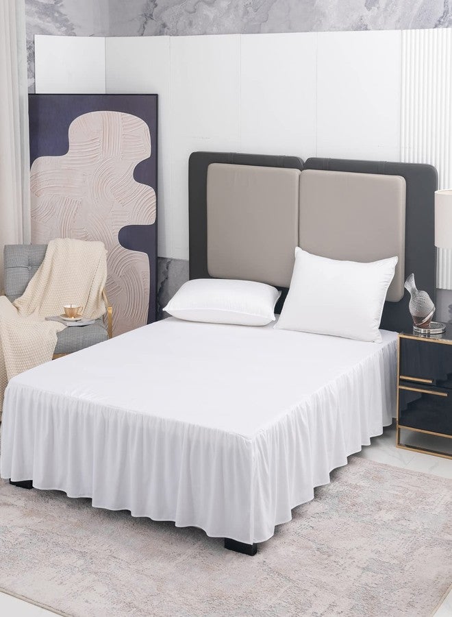 TSUTOMI Bed Skirt Queen Size Ruffled Bed Skirt with Split Corners, 14 Inch Drop Dust Ruffle Bed Skirts with Platform, Gathered Style, 100% Microfiber, White - Image 3