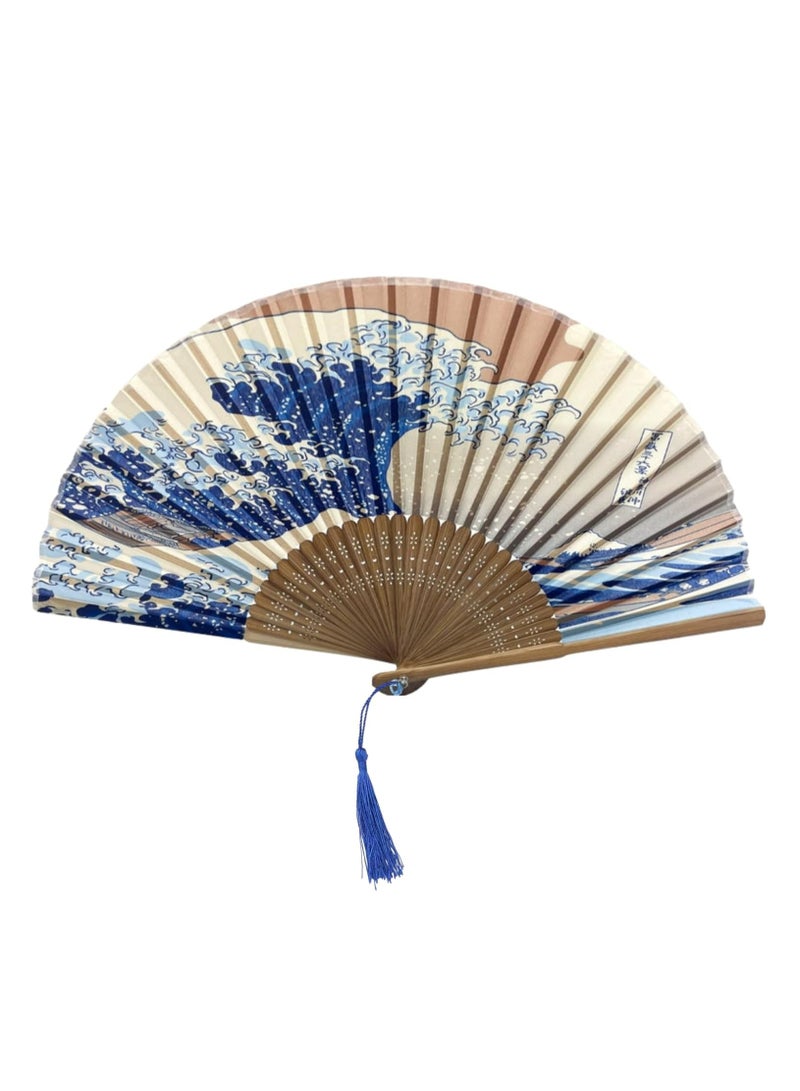 Oasisgalore Folding Bamboo Hand Fan for Women: Wooden, Silk, and Paper Options. Ideal for Weddings, Home.  - Image 1