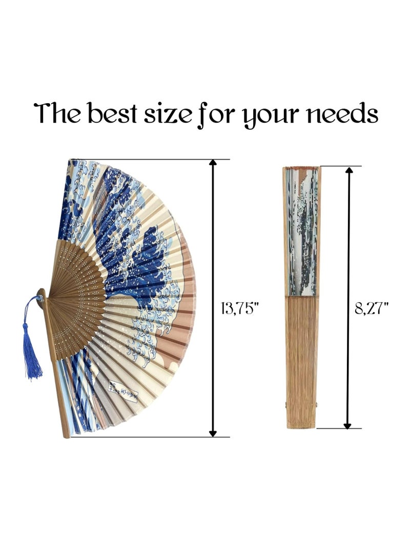 Oasisgalore Folding Bamboo Hand Fan for Women: Wooden, Silk, and Paper Options. Ideal for Weddings, Home.  - Image 2