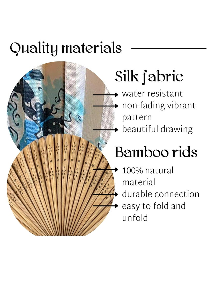 Oasisgalore Folding Bamboo Hand Fan for Women: Wooden, Silk, and Paper Options. Ideal for Weddings, Home.  - Image 3