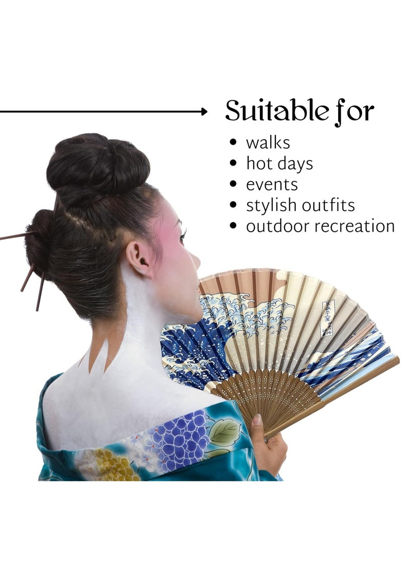 Oasisgalore Folding Bamboo Hand Fan for Women: Wooden, Silk, and Paper Options. Ideal for Weddings, Home.  - Image 4