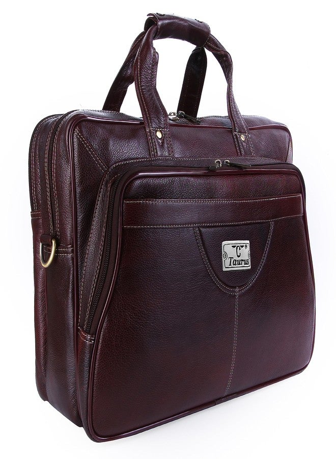 TAURUS Brown Genuine Leather 15.6 Inch Laptop Bag/Office Bags for Men - Image 1