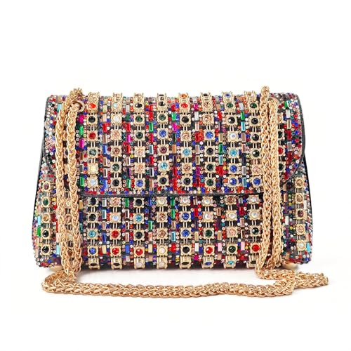 VESONNY Rhinestone Evening Clutch Purse for Women - Sparkling Formal Evening Purse Handbag with Strap for Weddings, Parties, Prom, Cocktail (Multicolored) - Image 1