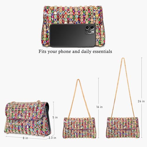 VESONNY Rhinestone Evening Clutch Purse for Women - Sparkling Formal Evening Purse Handbag with Strap for Weddings, Parties, Prom, Cocktail (Multicolored) - Image 4