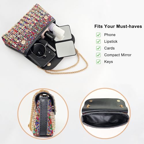 VESONNY Rhinestone Evening Clutch Purse for Women - Sparkling Formal Evening Purse Handbag with Strap for Weddings, Parties, Prom, Cocktail (Multicolored) - Image 3