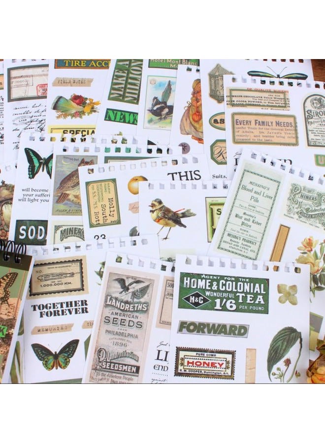 Dwpetzo 488PCS Vintage Scrapbook Stickers, 50 Sheets Precut Washi Stickers Book for Journaling, Green Ephemera for Junk Journal Supplies, Scrapbooking, Bujo, Collage, Adults Crafts Arts - Image 4