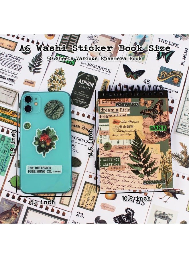 Dwpetzo 488PCS Vintage Scrapbook Stickers, 50 Sheets Precut Washi Stickers Book for Journaling, Green Ephemera for Junk Journal Supplies, Scrapbooking, Bujo, Collage, Adults Crafts Arts - Image 5