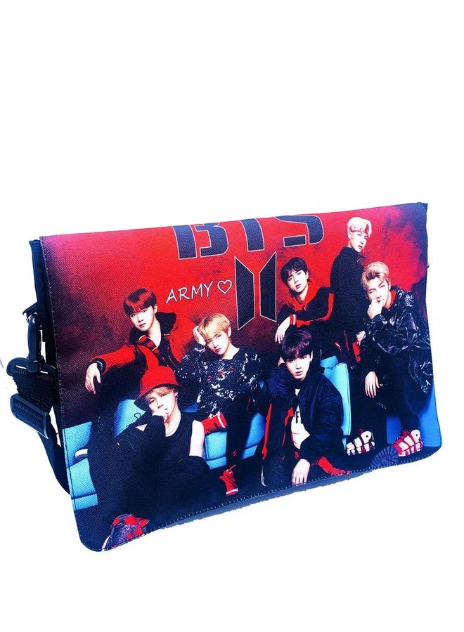 Echo Boomers BTS Printed Crossbody Laptop Sling Shoulder Bag, Fits 12-inch Tablet, Mobile, Passport & Cards, Messenger Bag with Detachable Strap, Multipocket | Waterproof | Expandable - Image 1