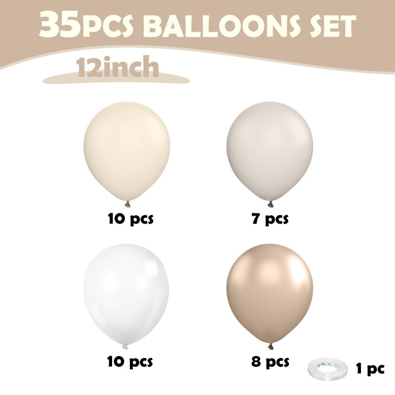 Sowide Beige White Gold Balloons,12 Inchs Sand White Metallic Champagne Clear Bride Balloons for Girls Wedding Anniversary Bachelorette Party Boho Bridal Shower Birthday Decorations - Image 2