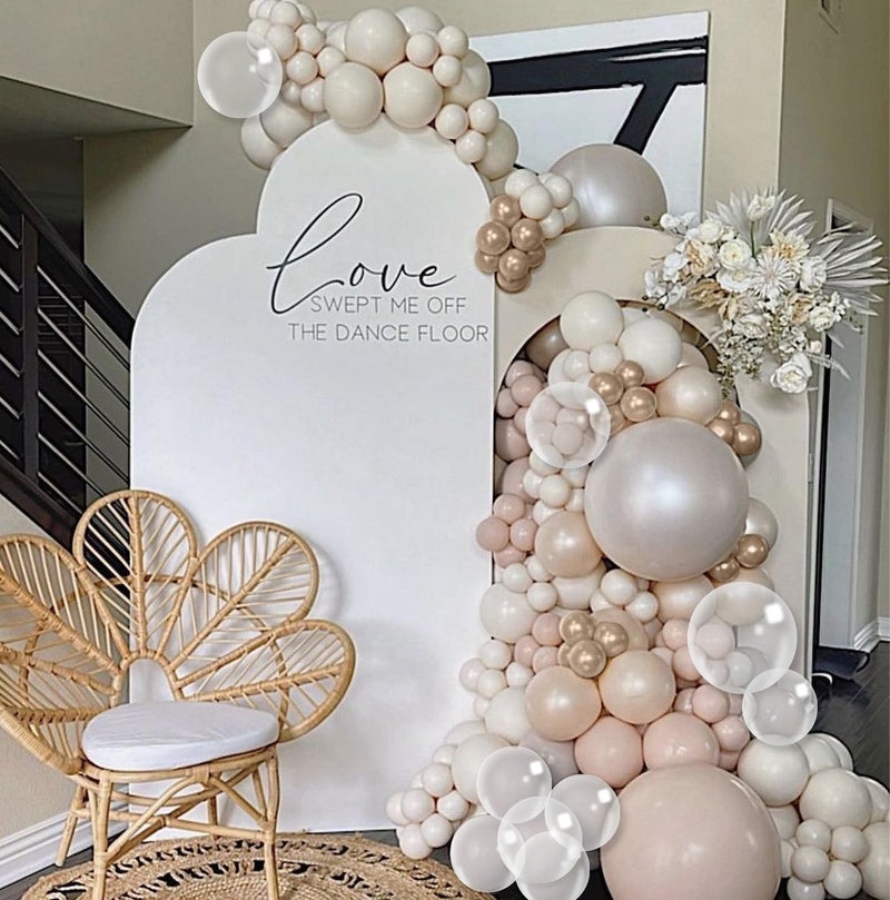 Sowide Beige White Gold Balloons,12 Inchs Sand White Metallic Champagne Clear Bride Balloons for Girls Wedding Anniversary Bachelorette Party Boho Bridal Shower Birthday Decorations - Image 4