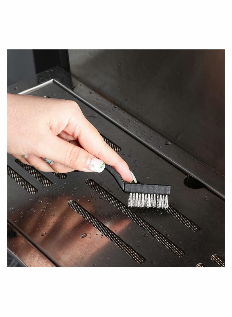 Excefore Mini Wire Brush Set, 15 Pcs Stainless Steel Brush Plastic Handles Wire Bristle Scratch Brush Set with Curved Handle for Cleaning Welding Slag and Rust - Image 2