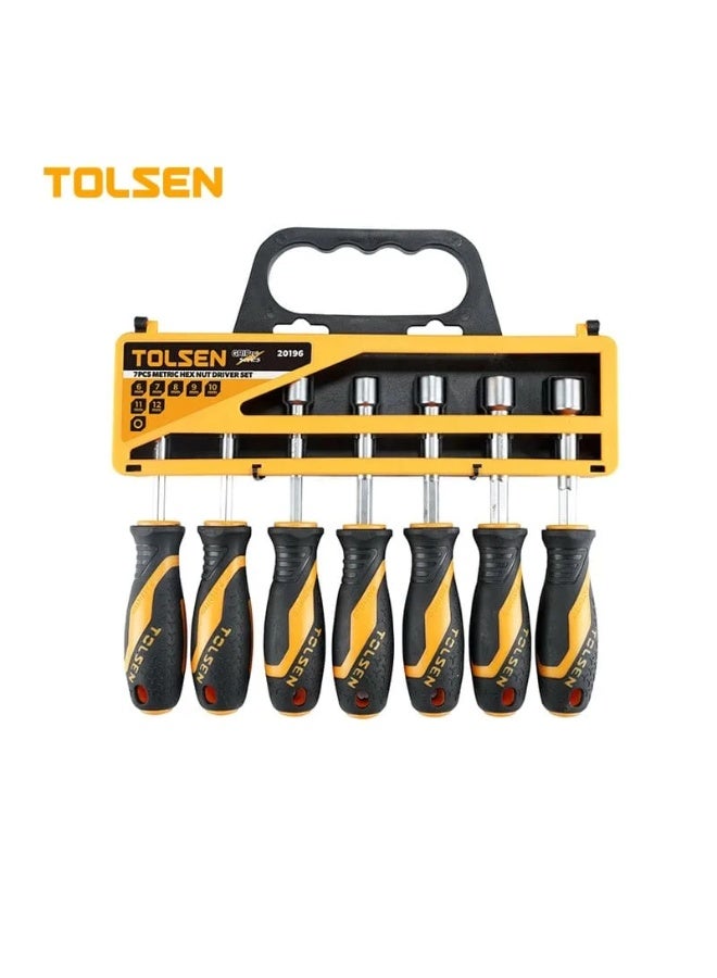 Tolsen 20196 7PCS Nut Driver Set – Metric Hex Nut Screwdrivers 6-12mm Cr-V Steel with Ergonomic Comfort Grip Handles - Image 2
