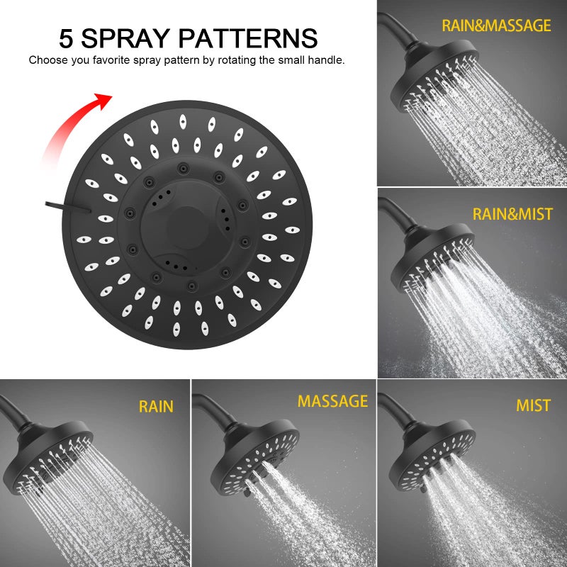 FEELSO Shower Head and 15 Stage Shower Filter Combo, High Pressure 5 Spray Settings Filtered Showerhead with Water Softener Filter Cartridge for Hard Water Remove Chlorine and Harmful Substances - Image 4