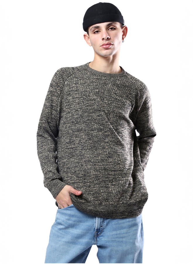 Self Pattern Long Sleeves Multicolour Pullover