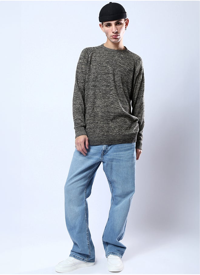 Self Pattern Long Sleeves Multicolour Pullover