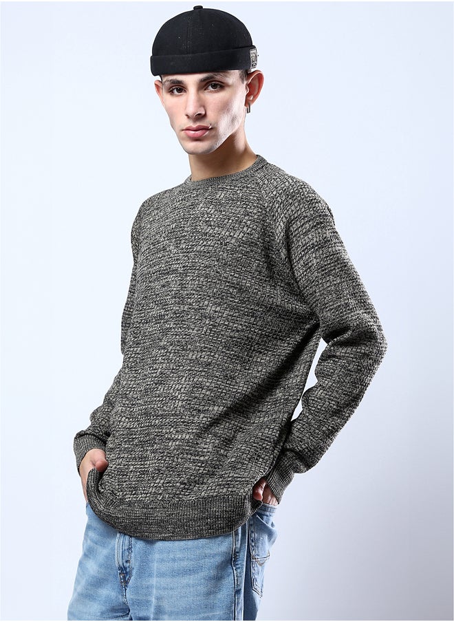 Self Pattern Long Sleeves Multicolour Pullover
