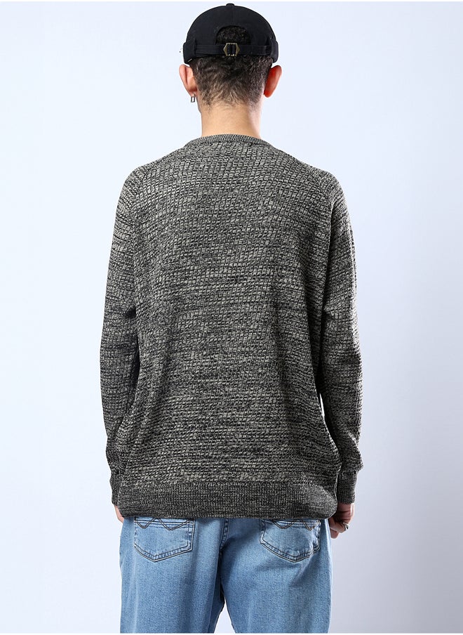 Self Pattern Long Sleeves Multicolour Pullover
