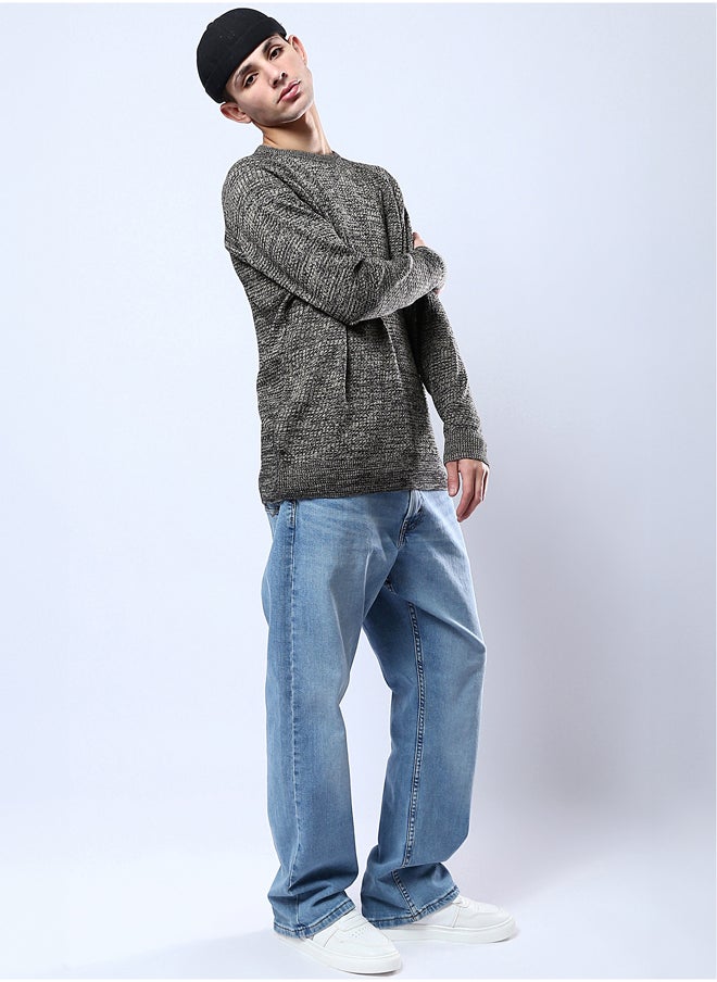 Self Pattern Long Sleeves Multicolour Pullover