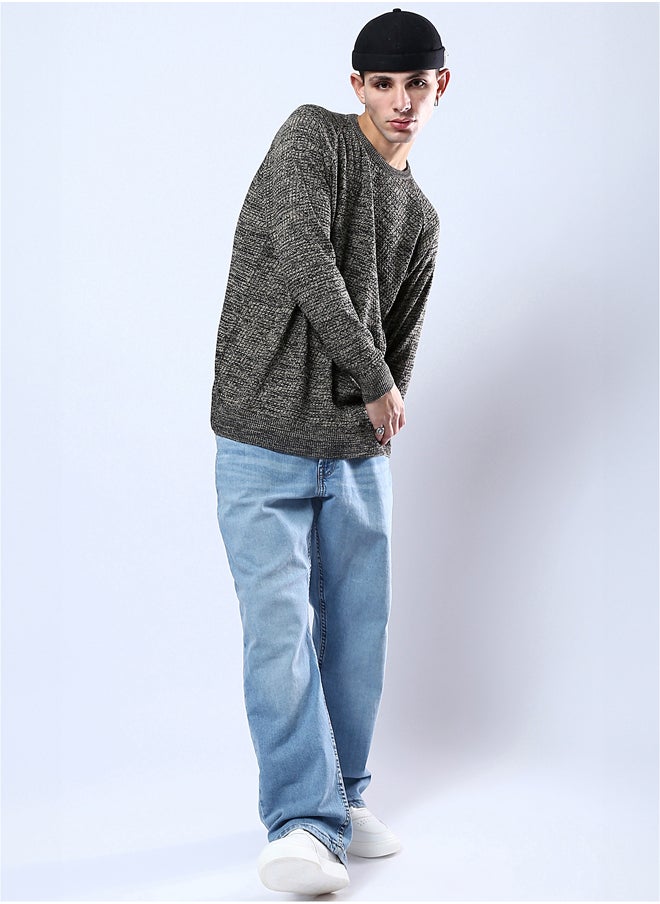 Self Pattern Long Sleeves Multicolour Pullover