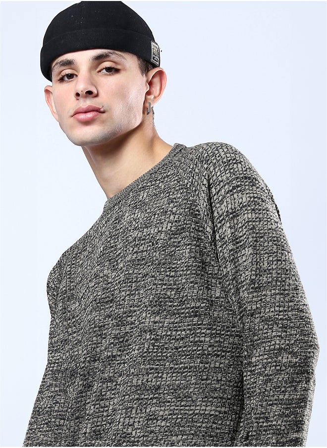 Self Pattern Long Sleeves Multicolour Pullover
