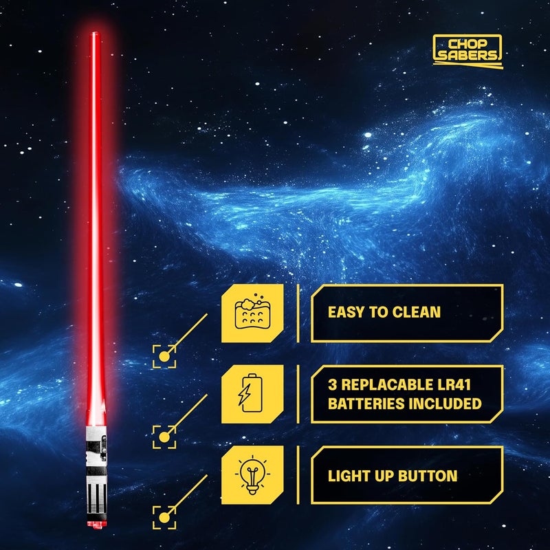 تشوم سيبرز عيدان تقطيع بسيف الضوء (Lightsaber Chopsticks) مضيئة، مزودة بتقنية LED، قابلة لإعادة الاستخدام، مجموعة من زوج واحد بلون أحمر. - Image 5