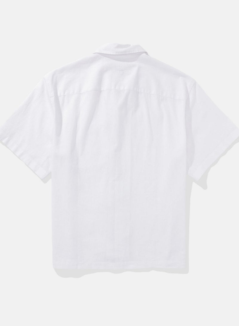 American Eagle AE Poolside Linen-Blend Button-Up Shirt  - Image 3