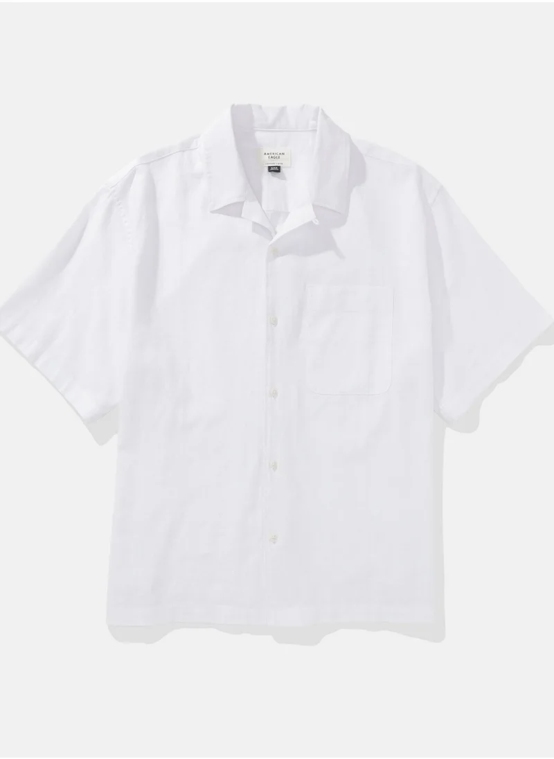 American Eagle AE Poolside Linen-Blend Button-Up Shirt