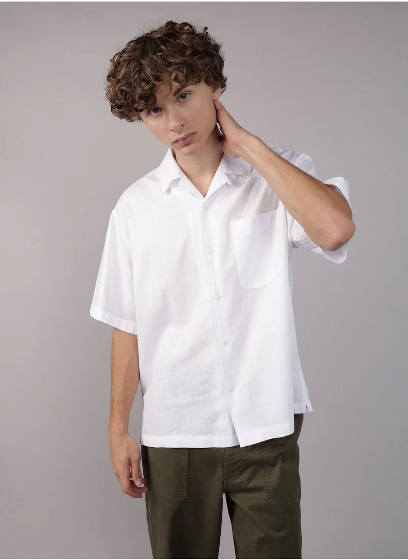 American Eagle AE Poolside Linen-Blend Button-Up Shirt