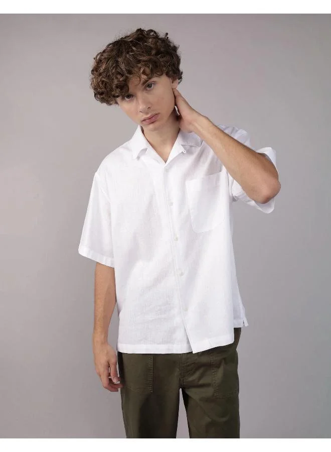 امريكان ايجل AE Poolside Linen-Blend Button-Up Shirt