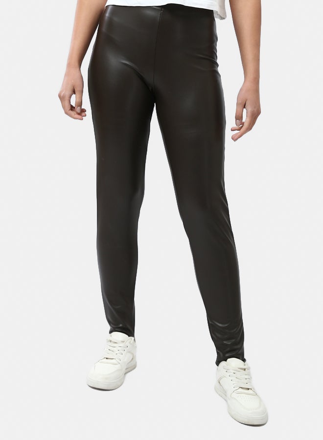 RAVIN Slip On Shiny Leather Leggings - Image 1
