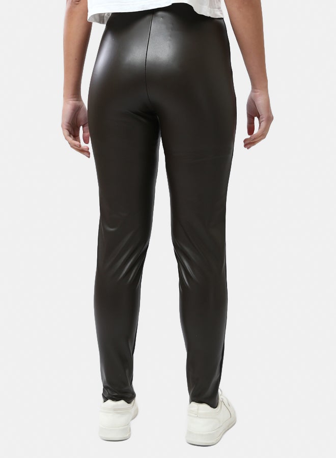 RAVIN Slip On Shiny Leather Leggings - Image 3