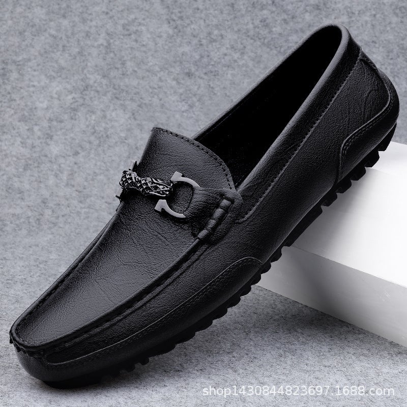 Doudou Shoes Men'S Genuine Leather Shoes Breathable Casual Shoes Korean Style Lazy Shoes Soft Sole Driving Shoes For Men - Image 3