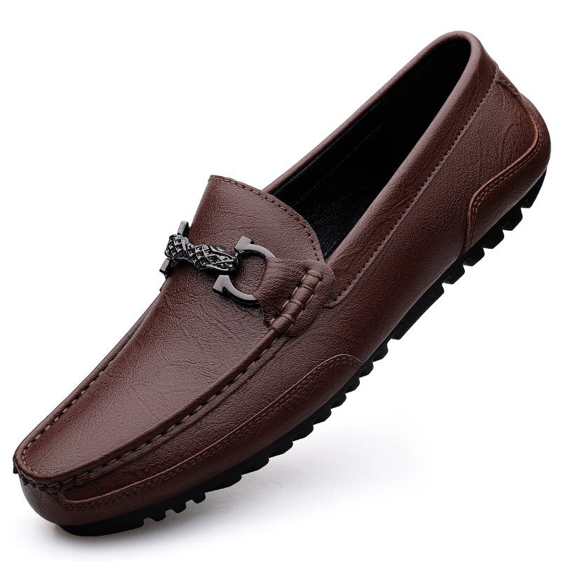 Doudou Shoes Men'S Genuine Leather Shoes Breathable Casual Shoes Korean Style Lazy Shoes Soft Sole Driving Shoes For Men - Image 1