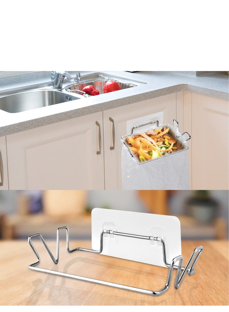 SYOSI Trash Bag Holder, Large Stainless Steel Trash Bag Holder for Kitchen Cabinets Doors and Cupboards, Under Sink Bag Holder, Garbage Bag Holder, Kitchen Waste Can, Kitchen Trash Cans  - Image 4