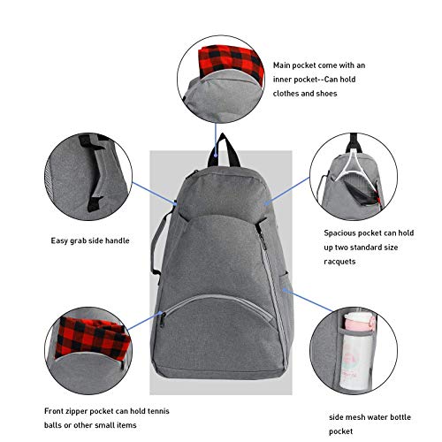 No branded Tennis Bag Tennis Backpack - Tennis Bags for Women and Men to Hold 1 or 2 Tennis Rackets/Racquets, Multifunctional Sports Bag - Image 4