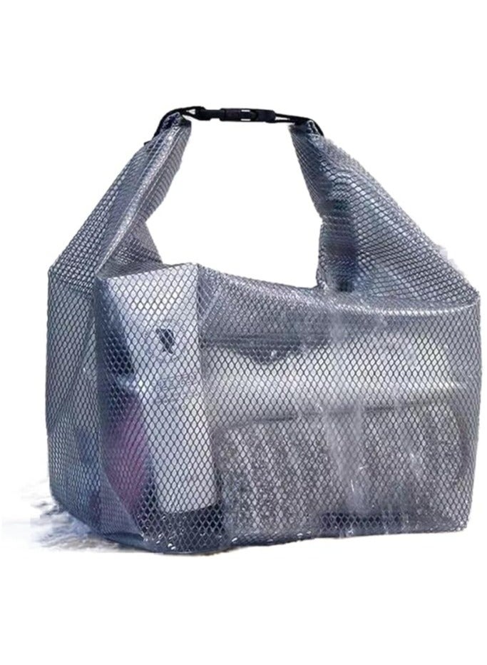 Mesh Beach Bag with Shoe Compartment for Swimming,Beach Trips Outdoor Travel Fitness Toiletry Storage Pouch (Grey) - Image 1