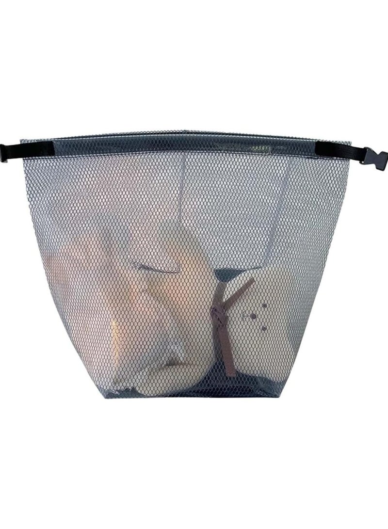 Mesh Beach Bag with Shoe Compartment for Swimming,Beach Trips Outdoor Travel Fitness Toiletry Storage Pouch (Grey) - Image 2