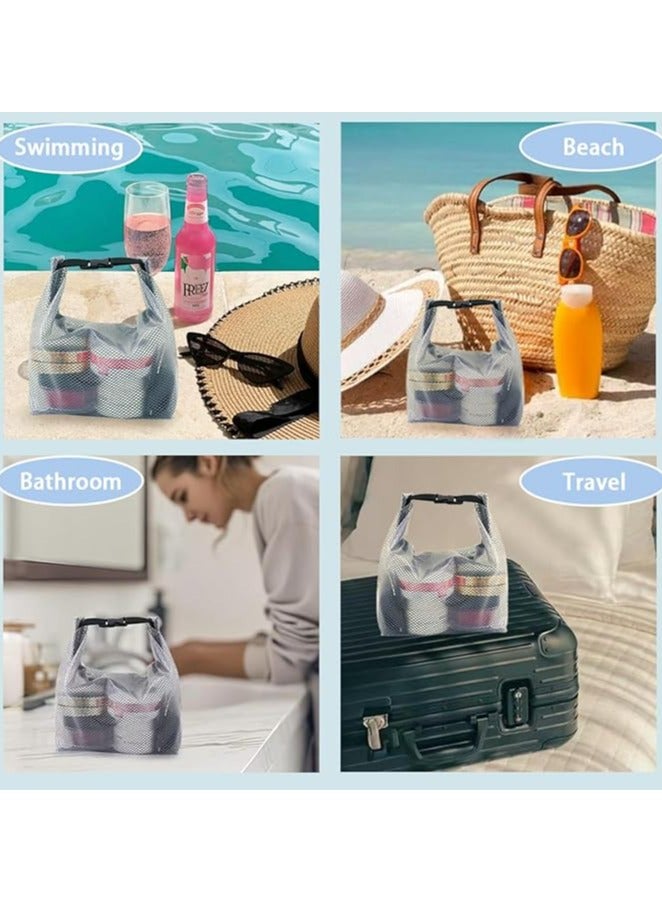 Mesh Beach Bag with Shoe Compartment for Swimming,Beach Trips Outdoor Travel Fitness Toiletry Storage Pouch (Grey) - Image 4