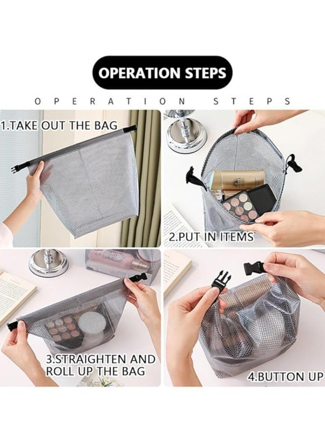 Mesh Beach Bag with Shoe Compartment for Swimming,Beach Trips Outdoor Travel Fitness Toiletry Storage Pouch (Grey) - Image 5