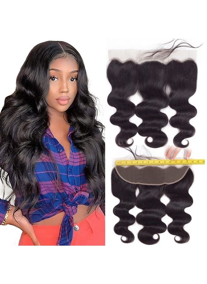 QTHAIR - 12A Grade 13x4 Full Thick Lace Frontal Brazilian Body Wave Human Hair Transparent Color Lace Swiss Lace Frontal Bleached Knots 100% Unprocessed Brazilian Virgin Human Hair Lace Frontal 10in Pre - Image 1