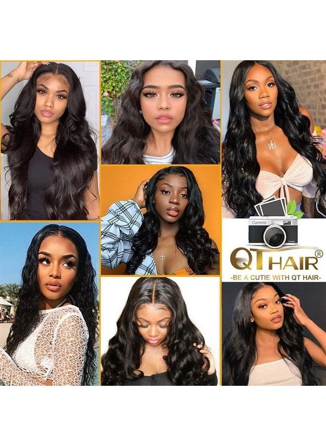 QTHAIR - 12A Grade 13x4 Full Thick Lace Frontal Brazilian Body Wave Human Hair Transparent Color Lace Swiss Lace Frontal Bleached Knots 100% Unprocessed Brazilian Virgin Human Hair Lace Frontal 10in Pre - Image 1