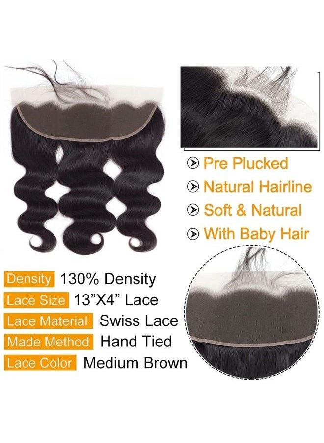QTHAIR - 12A Grade 13x4 Full Thick Lace Frontal Brazilian Body Wave Human Hair Transparent Color Lace Swiss Lace Frontal Bleached Knots 100% Unprocessed Brazilian Virgin Human Hair Lace Frontal 10in Pre - Image 1