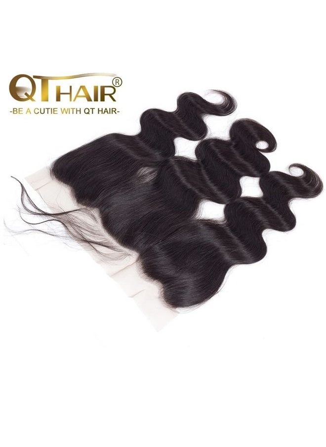 QTHAIR - 12A Grade 13x4 Full Thick Lace Frontal Brazilian Body Wave Human Hair Transparent Color Lace Swiss Lace Frontal Bleached Knots 100% Unprocessed Brazilian Virgin Human Hair Lace Frontal 10in Pre - Image 1