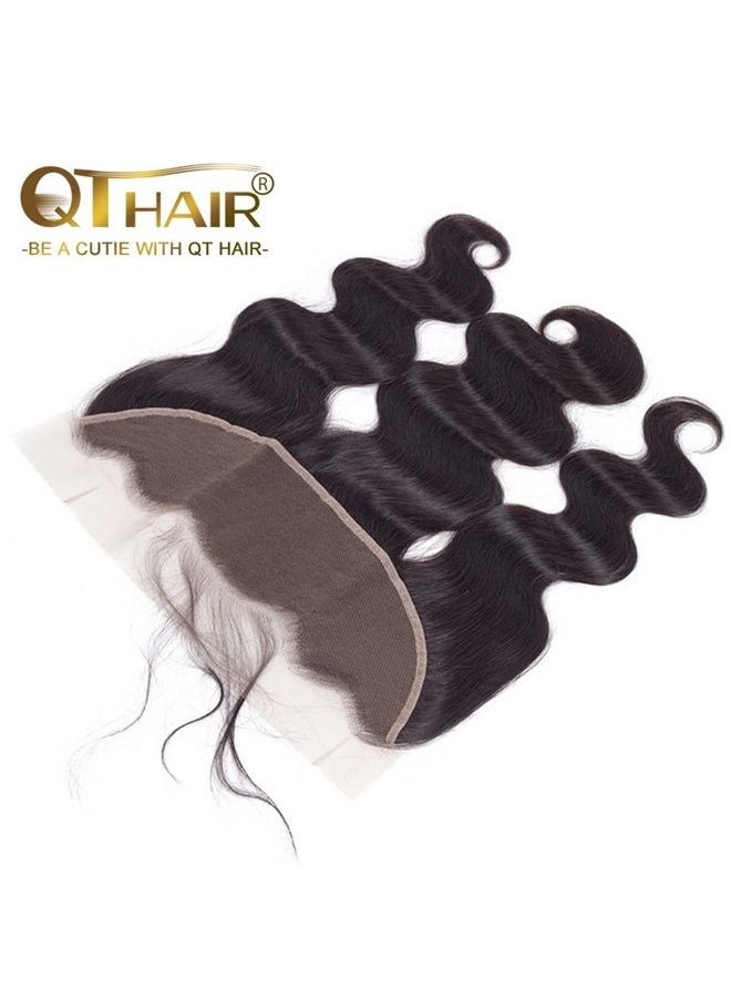 QTHAIR - 12A Grade 13x4 Full Thick Lace Frontal Brazilian Body Wave Human Hair Transparent Color Lace Swiss Lace Frontal Bleached Knots 100% Unprocessed Brazilian Virgin Human Hair Lace Frontal 10in Pre - Image 1