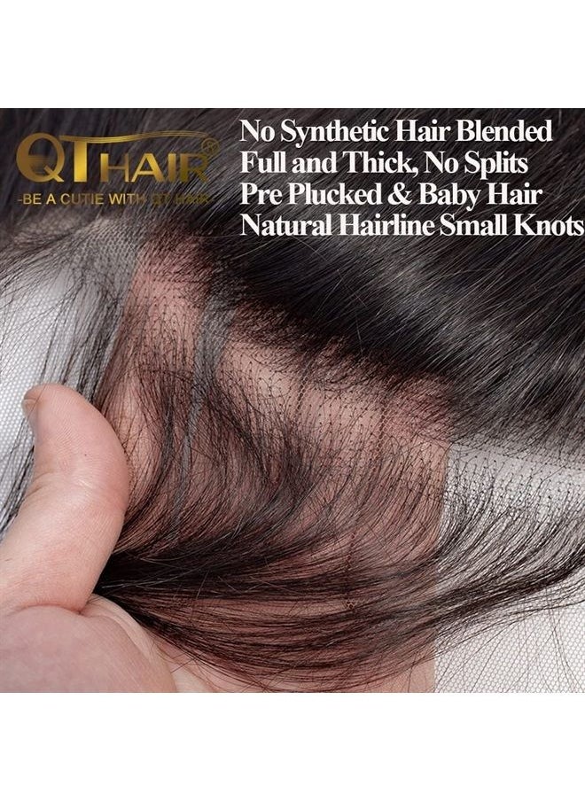 QTHAIR - 12A Grade 13x4 Full Thick Lace Frontal Brazilian Body Wave Human Hair Transparent Color Lace Swiss Lace Frontal Bleached Knots 100% Unprocessed Brazilian Virgin Human Hair Lace Frontal 10in Pre - Image 1