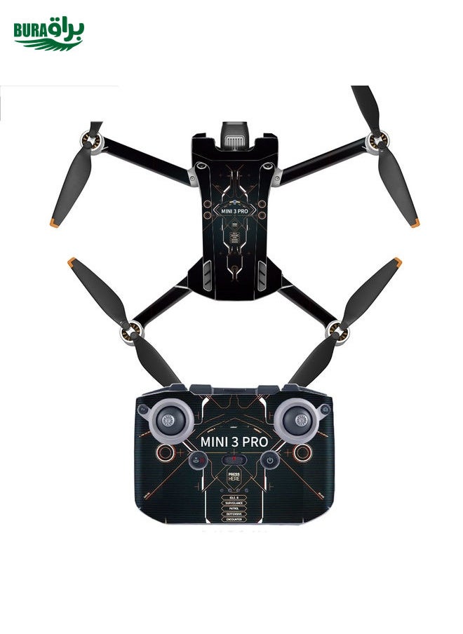 BURAQ Full Surround Style Waterproof  Sticker For DJI Mini 3 Pro RC-N1 Ordinary Version(Mn3-01)  - Image 1
