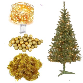 Forty Wings 5 FtFeet Artificial XmasChristmas Tree with Led Christmas Light and 12 Pcs Balls and 2 Pcs Tinsel Garland for Christmas X mas Decorations Xmas Tree Christmas 5 Ft Golden Theme - pzsku/Z5FB706AB6A86AA220885Z/45/1746618899/6b2b8cbe-572f-42f9-9fac-7717e94a7702