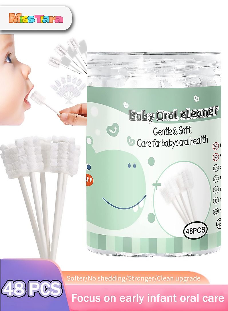 MissTiara Baby Sailing Baby Tongue Cleaner, Baby Toothbrush, Toothbrush Infant Upgrade Gum Cleaner with Paper Handle for Babies Soft Gauze for 0-36 Month Baby (48-Pack) - Image 1