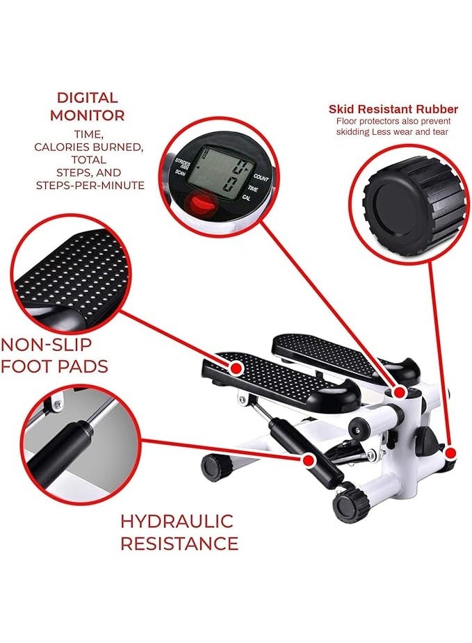 Portable 2-in-1 Mini Stepper Machine with Adjustable Resistance Bands, LCD Monitor,Legs, Thighs, Waist,Tone Your Buttocks, Cardio Exercise and 2 Bungee Cords for Home/Gym Workouts for All. - Image 4